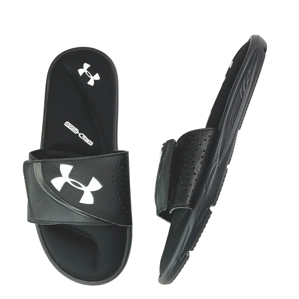 Under Armour Black Ignite VI Slide Sandals Kids Size 6Y 4D Foam 3022728-001